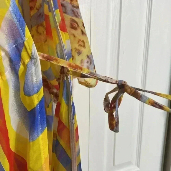 Colorful animal print cardigan beach swim cover up top - Picture 4 of 10